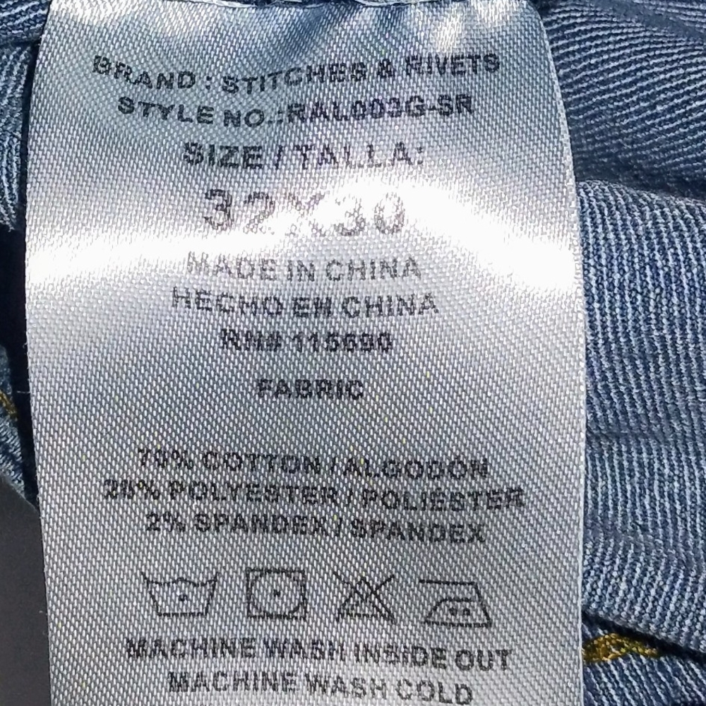 Men's Stitches & Rivets Blue Jeans 32/30 Very Nice Condition. - Picture 4 of 8